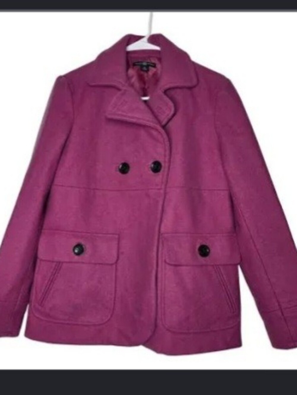 GAP Women's Magenta Double-Breasted Wool Pea Coat